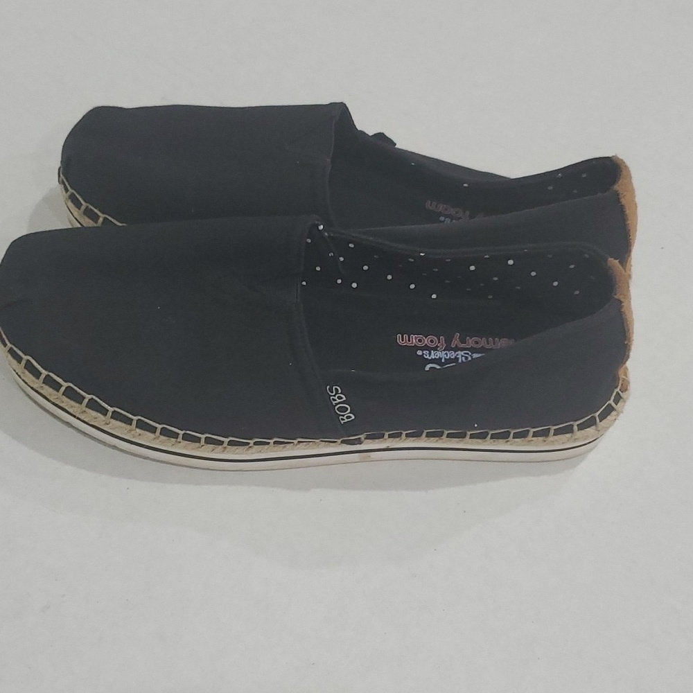 Skechers BOBS breeze memory foam platform espadrilles black size 8.5 - Picture 3 of 8